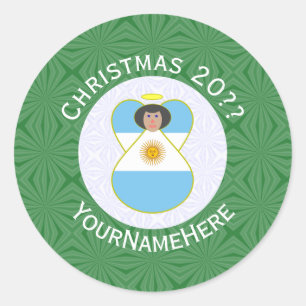 Argentinische Engel-Weihnachtsflagge Personalisier Runder Aufkleber