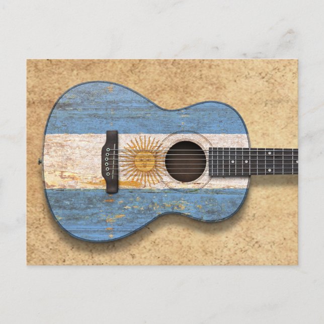 Argentinische Fahne Acoustic Guitar Postkarte (Vorderseite)
