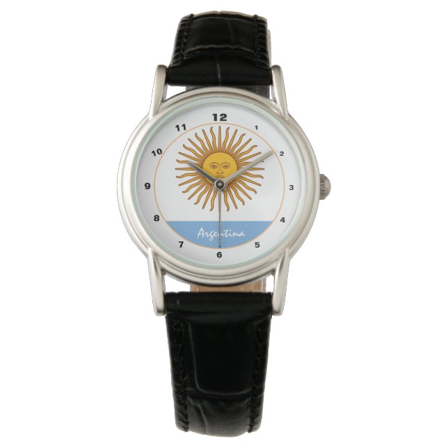 Argentinische Flagge / Argentinische Mode / Design Armbanduhr (Vorderseite)
