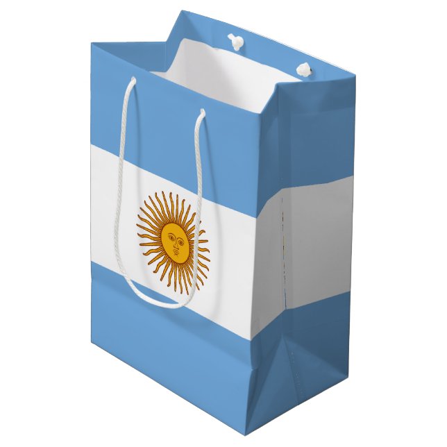 Argentinische Flagge Bandera De Argentina Mittlere Geschenktüte (Vorderseite Schrägansicht)