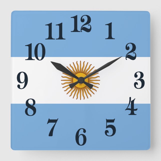 Argentinische Flagge Bandera De Argentina Quadratische Wanduhr (Vorderseite)