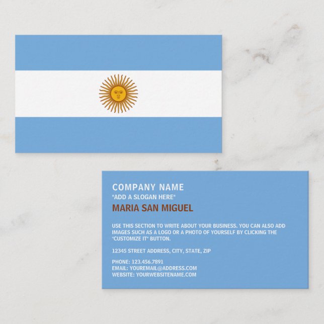 Argentinische Flagge, Flagge Argentiniens Visitenkarte (Vorne/Hinten)