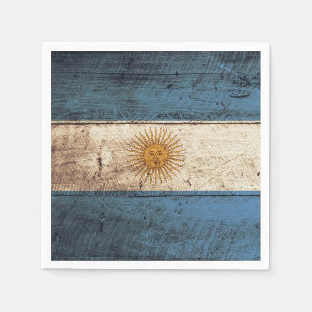 Argentinische Flagge für altes Holzkörnchen Serviette (Vorderseite)