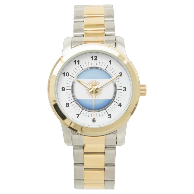 Argentinische Flagge für Männer - Zwei-Tonen-Uhr Armbanduhr (Vorderseite)