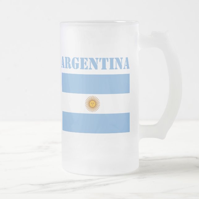 Argentinische Flagge Fußbälle Fußball Argentinisch Mattglas Bierglas (Rechts)