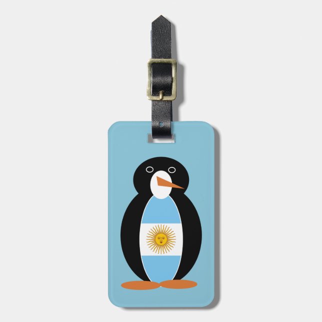 Argentinische Flagge Herr Pinguin auf blau Gepäckanhänger (Vorderseite vertikal)