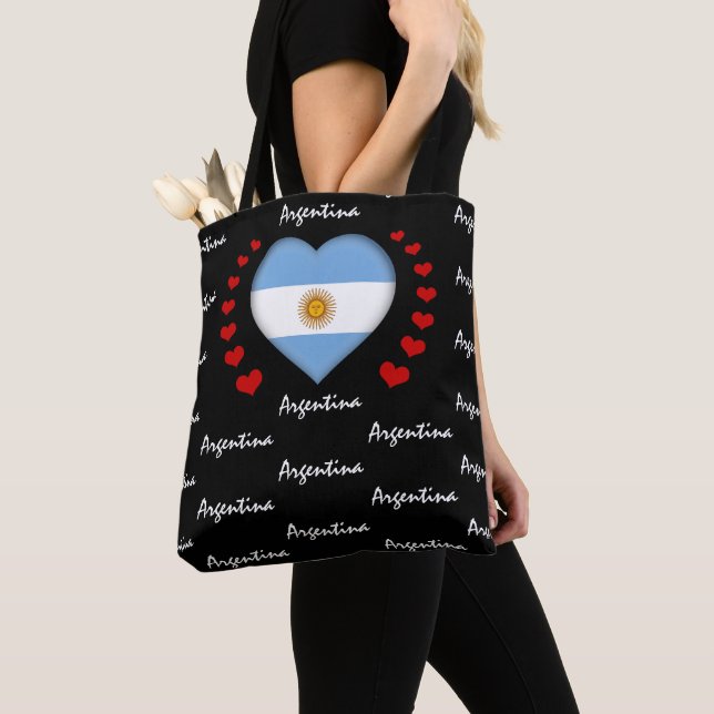 Argentinische Flagge, Herz Argentinien Flagge Mode Tasche (Von Nahem)