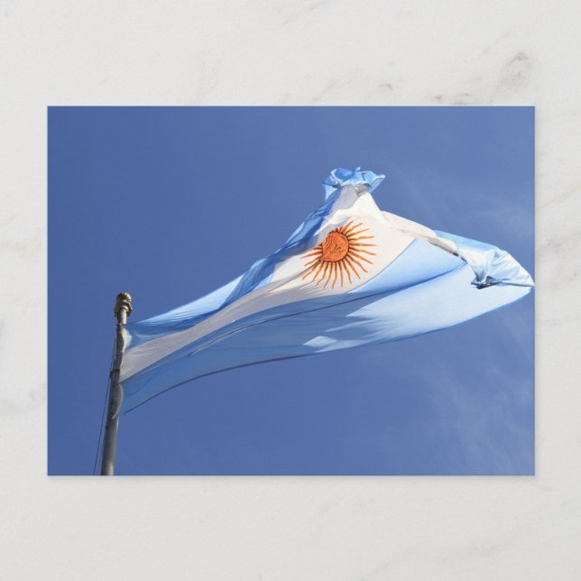Argentinische Flagge im Wind Postkarte (Vorderseite)