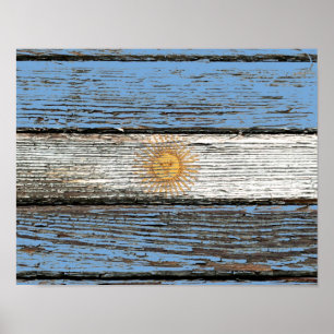 Argentinische Flagge mit robustem Holzkorneffekt Poster