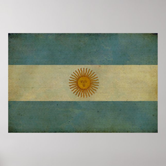 Argentinische Flagge mit Vintagem Alter Poster (Vorne)