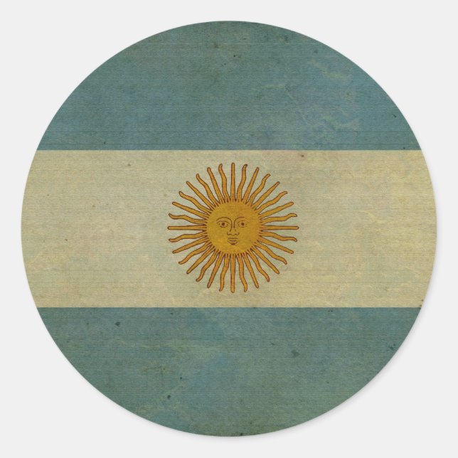 Argentinische Flagge mit Vintagem Alter Runder Aufkleber (Vorderseite)