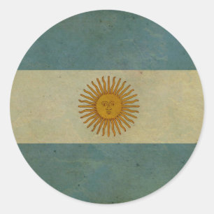 Argentinische Flagge mit Vintagem Alter Runder Aufkleber