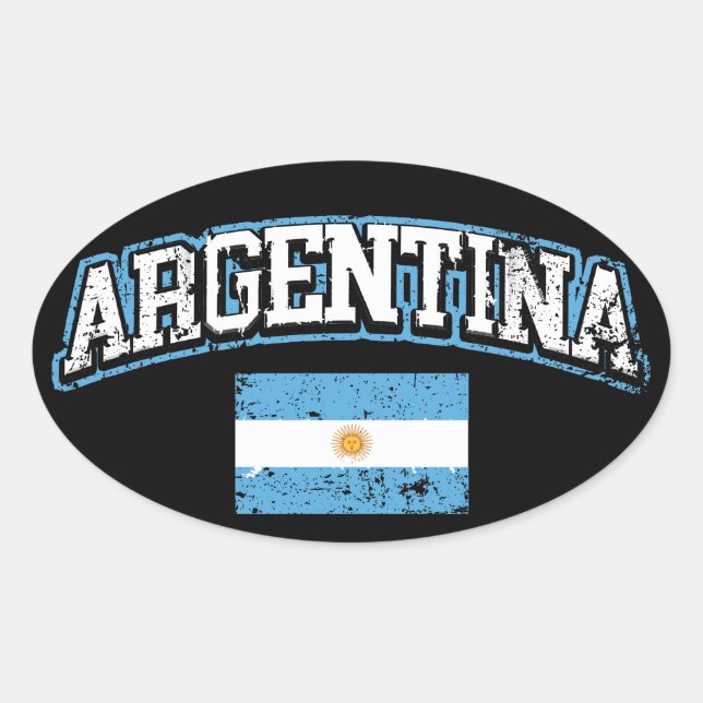 Argentinische Flagge Ovaler Aufkleber (Vorderseite)