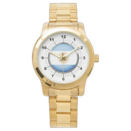 Argentinische Flagge Oversized Gold Bracelet Watch Armbanduhr