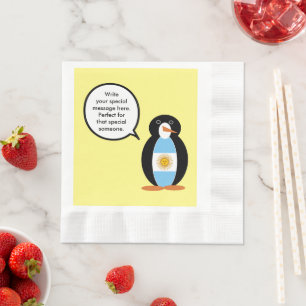 Argentinische Flagge sprechende Ms. Penguin Papier Serviette