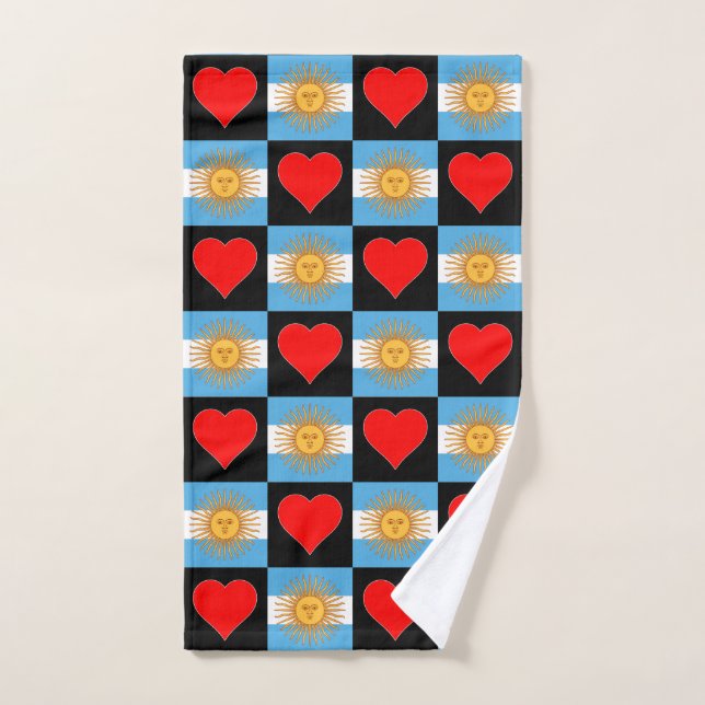 Argentinische Flagge und Herzmuster Argentinischer Handtuch (Handtuch)