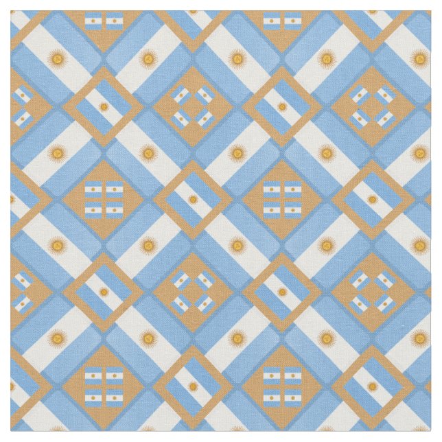 Argentinische Flagge und Trendy Argentina Fabric m Stoff (Nahaufnahme)