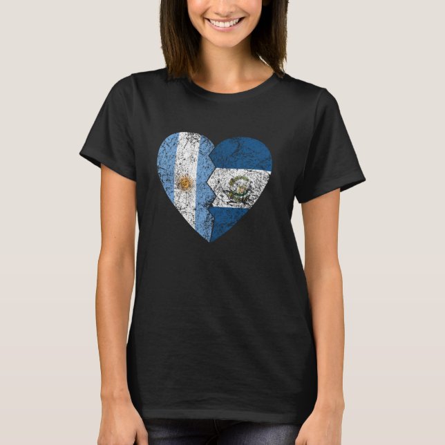 Argentinische Flaggen Guatemalas Herz Argentiniens T-Shirt (Vorderseite)
