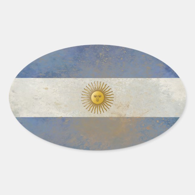 Argentinische Flaggenkleber Ovaler Aufkleber (Vorderseite)