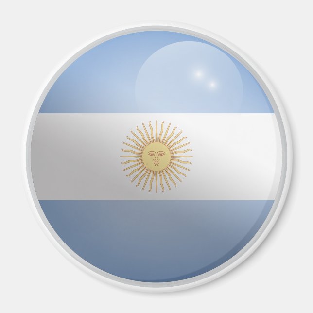 Argentinische Glossy Circle Flag Magnet (Vorne)
