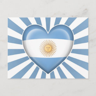 Argentinische Herzenflagge mit Star Burst Postkarte