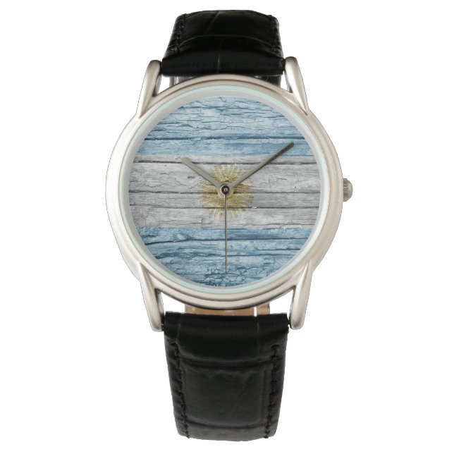 Argentinische Holzflagge Armbanduhr (Vorderseite)