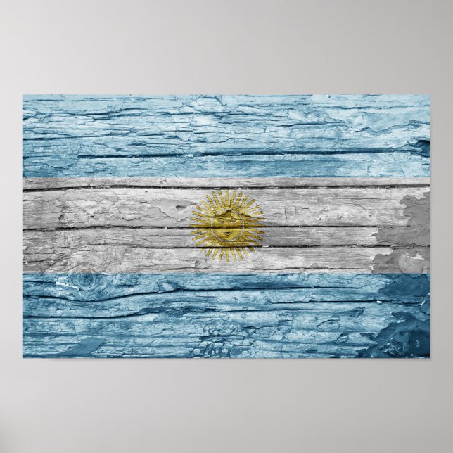 Argentinische Holzflagge Poster (Vorne)