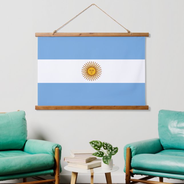 Argentinische Nationalflagge Patriotisches argenti Wandteppich Mit Holzrahmen (Wohnzimmer)