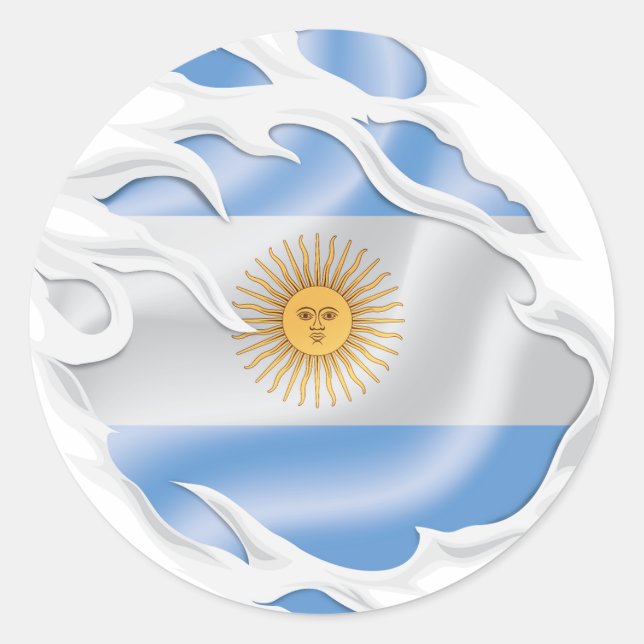 Argentinische Rippfahne Runder Aufkleber (Vorderseite)