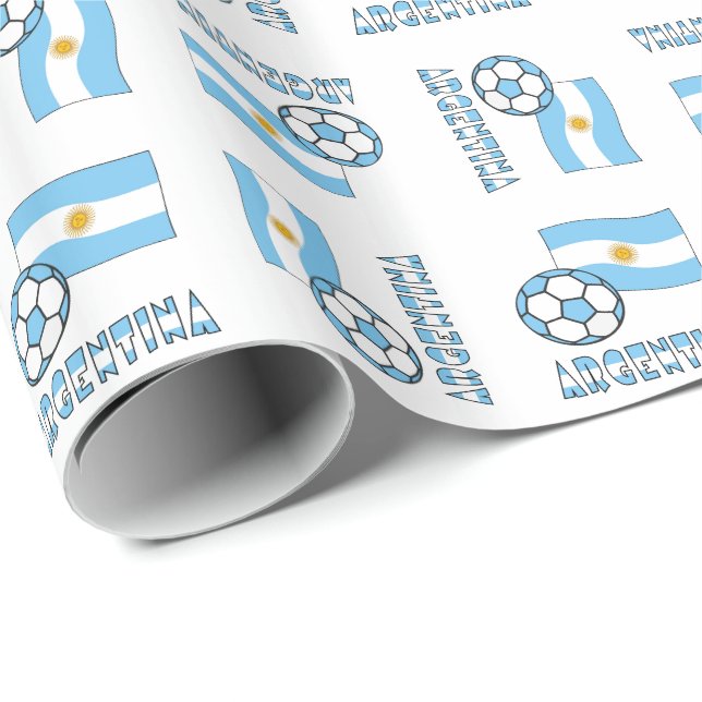 Argentinischer Fußballball und Flagge Geschenkpapier (Rolleneckpunkt)