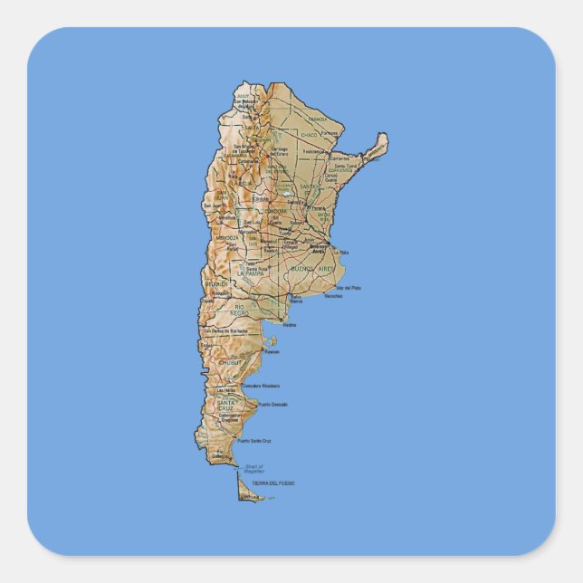 Argentinischer Kartenaufkleber Quadratischer Aufkleber (Vorderseite)