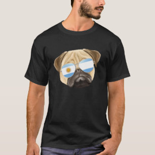 Argentinischer Mops auf der Flagge T-Shirt