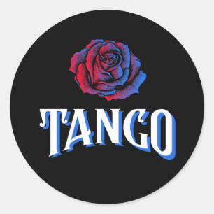 Argentinischer Tango Blue und Rote Rose Runder Aufkleber