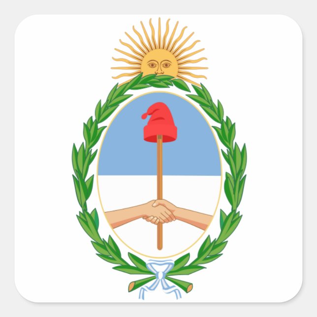 Argentinischer Wappen Quadratischer Aufkleber (Vorderseite)