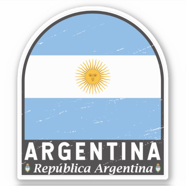 Argentinisches FlaggenEmblem erschüttert Vintag Aufkleber (Vorderseite)