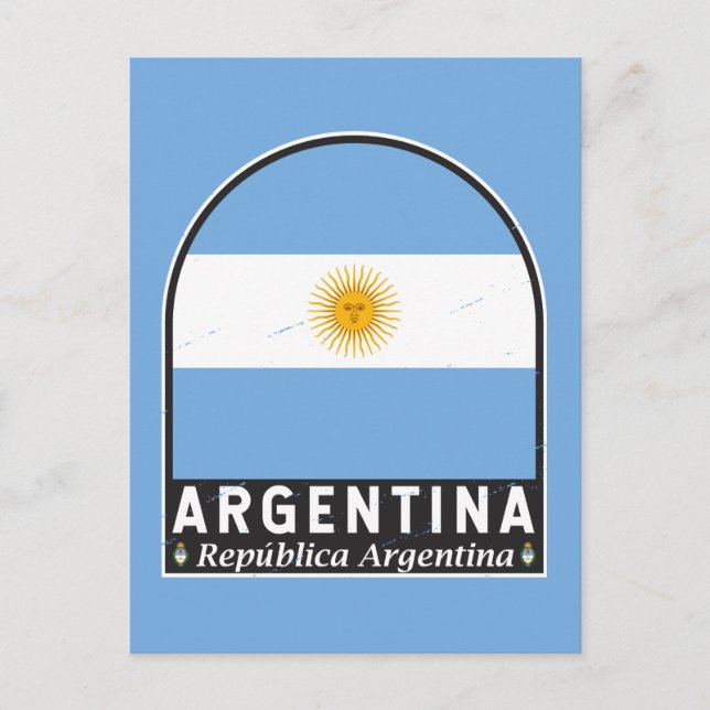Argentinisches FlaggenEmblem erschüttert Vintag Postkarte (Vorderseite)