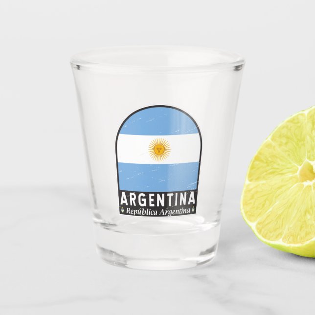 Argentinisches FlaggenEmblem erschüttert Vintag Schnapsglas (Vorderseite)