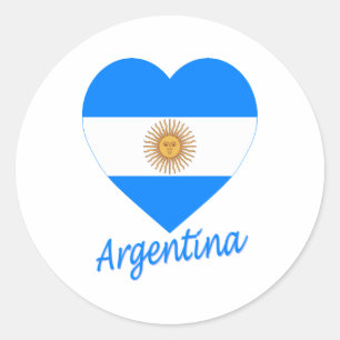 Argentinisches Flaggenherz Runder Aufkleber