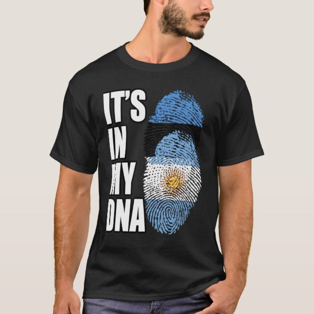 argentinisches und estnisches DNA-Flaggengebiet T-Shirt (Vorderseite)