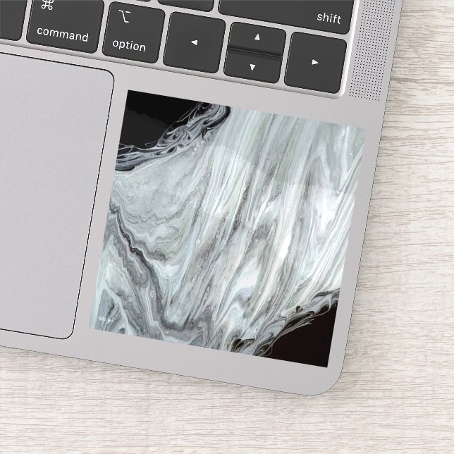 Argentum Abstract Silver Gray Black Fluid Art Aufkleber (Detail)