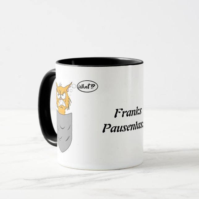 ärgerliche Katze in Brusttasche personalisierbar Tasse (Vorderseite Links)