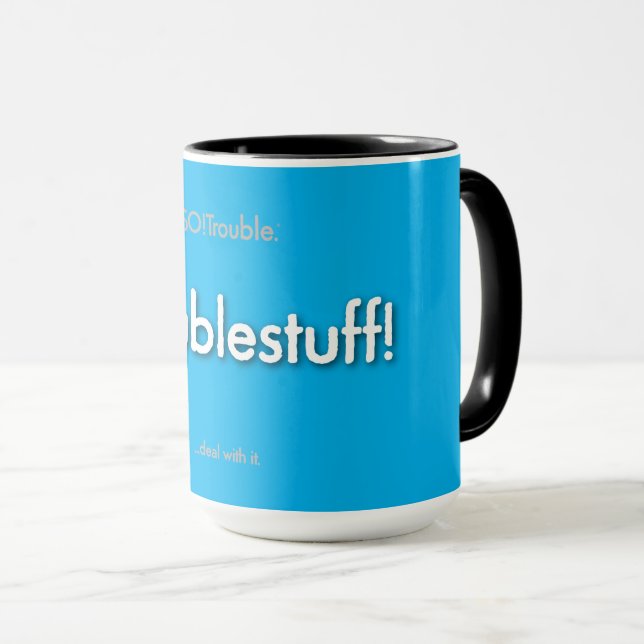 Ärgerzeug! - auf Blau Tasse (VorderseiteRechts)