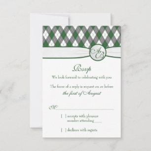 Argyle Balle de Golf Vert Monogramme Mariage RSVP