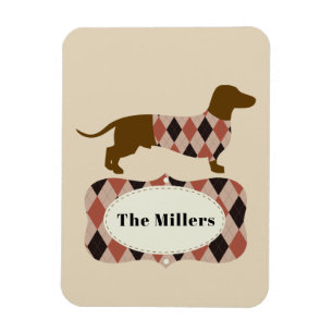 Argyle-Dachshund Magnet