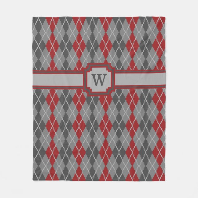 Argyle-Fleece-Decke aus Asche und Glut Fleecedecke (Vorderseite)