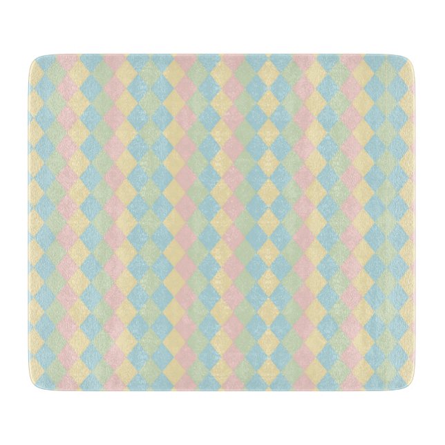 Argyle-Frühjahrs-/Oster-Pastellfarben-Muster Schneidebrett (Vorderseite)