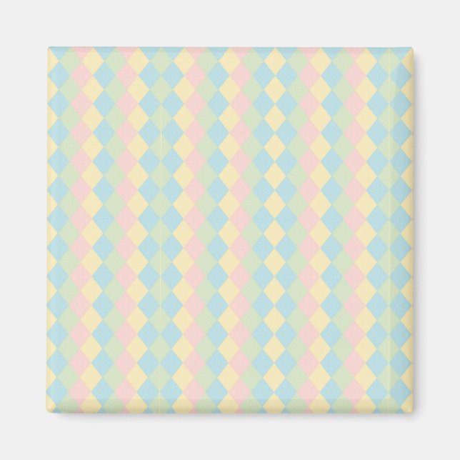 Argyle-Frühling/Ostern pastellfarbenes Muster Magnet (Vorne)
