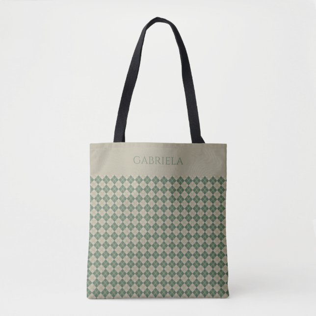 Argyle-grüne Mustername-Tasche Tasche (Vorderseite)