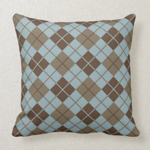 Argyle-Muster in Blau und Taupe Kissen