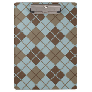 Argyle-Muster in Blau und Taupe Klemmbrett